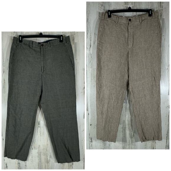 Orvis Mens Linen Blend Pants Size 36x29 Lot of 2 Pair Gray Khaki - Picture 1 of 15